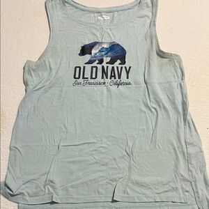 Old Navy Light Blue Bear Graphic Tank Top